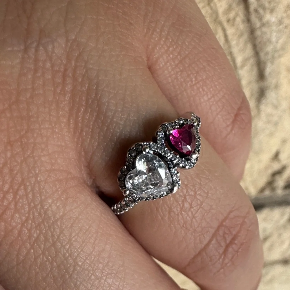 Halo Heart Ring Sterling Silver Size 7 perfect for Valentines